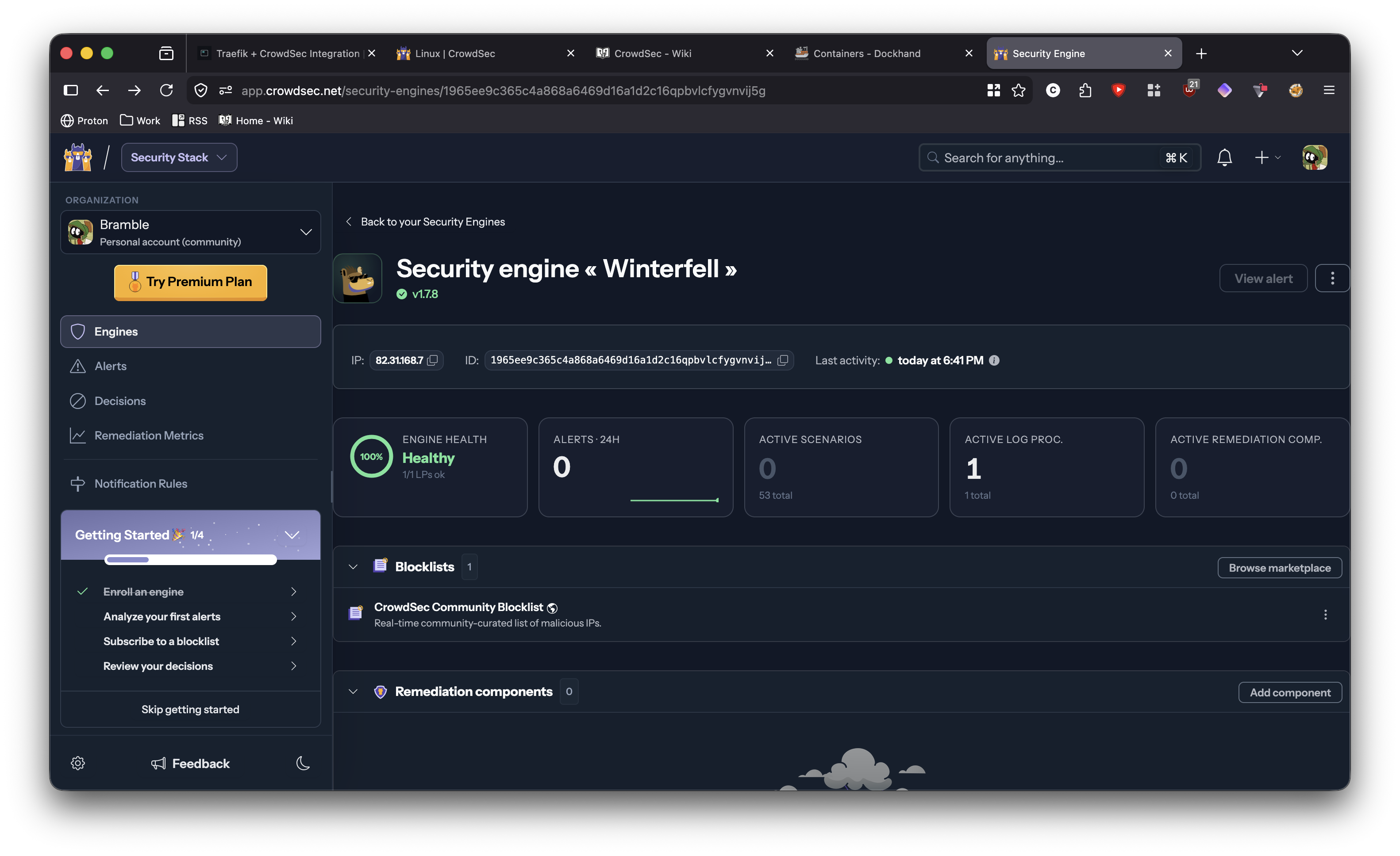CrowdSec console enrolment confirmation