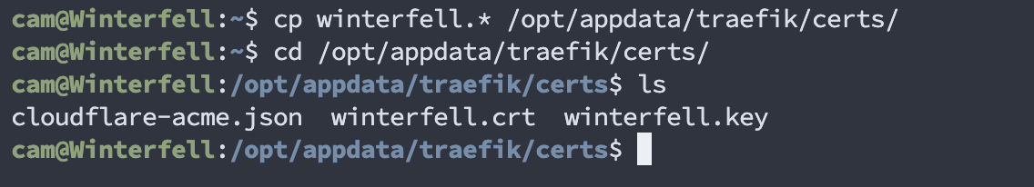 Copying winterfell certs into the Traefik certs folder